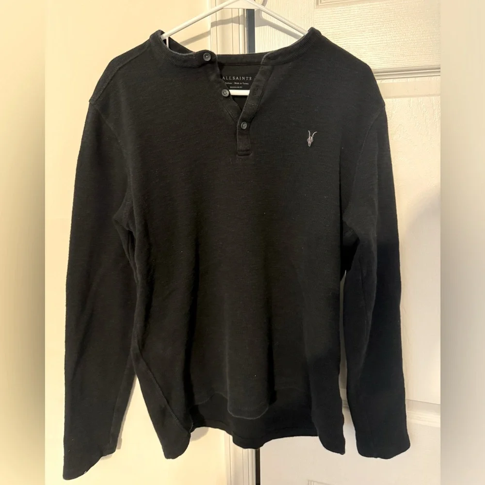 MUSE LONG SLEEVE HENLEY BLACK SIZE MEDIUM REGULAR FIT - Picture 3 of 7